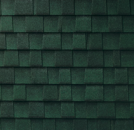 Green asphalt shingle roofing texture in Farmers Branch, Dallas County, TX