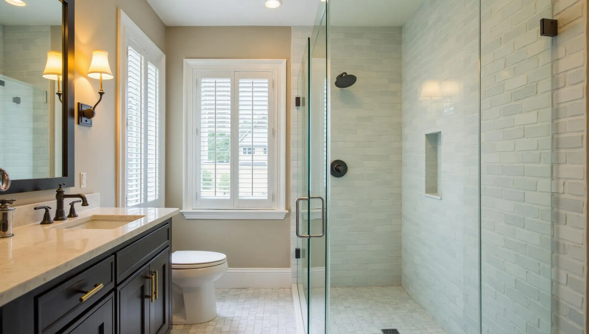 Luxury bathroom remodeling project in Dallas with walk-in shower and custom vanity