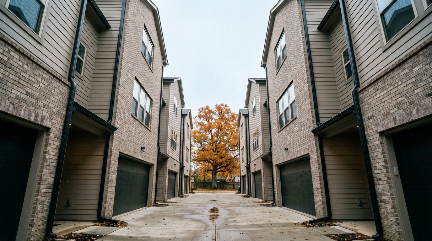 Multi-unit residential townhomes in Oak Lawn Dallas serviced by professional HOA roofing contractors