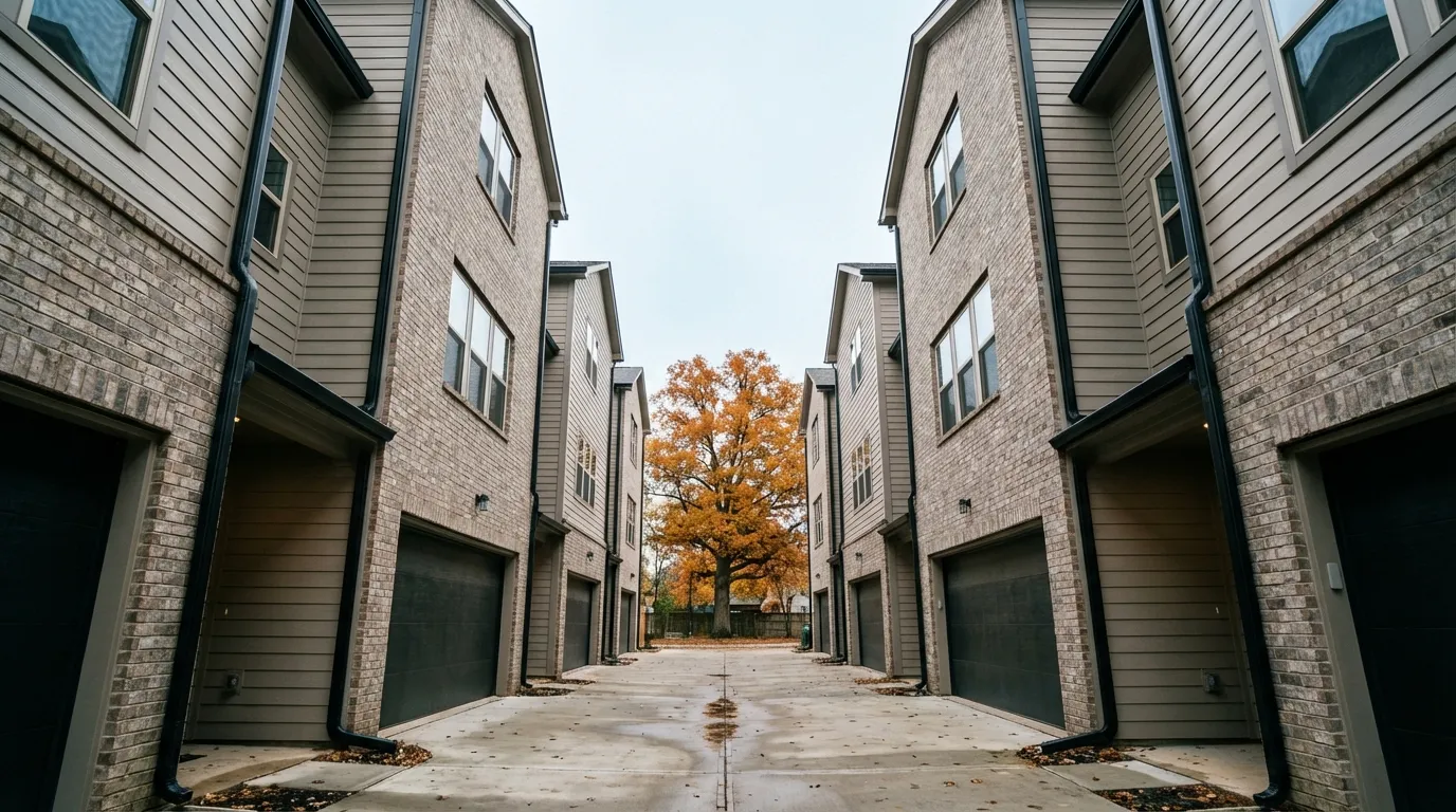 Multi-unit residential townhomes in Oak Lawn Dallas serviced by professional HOA roofing contractors