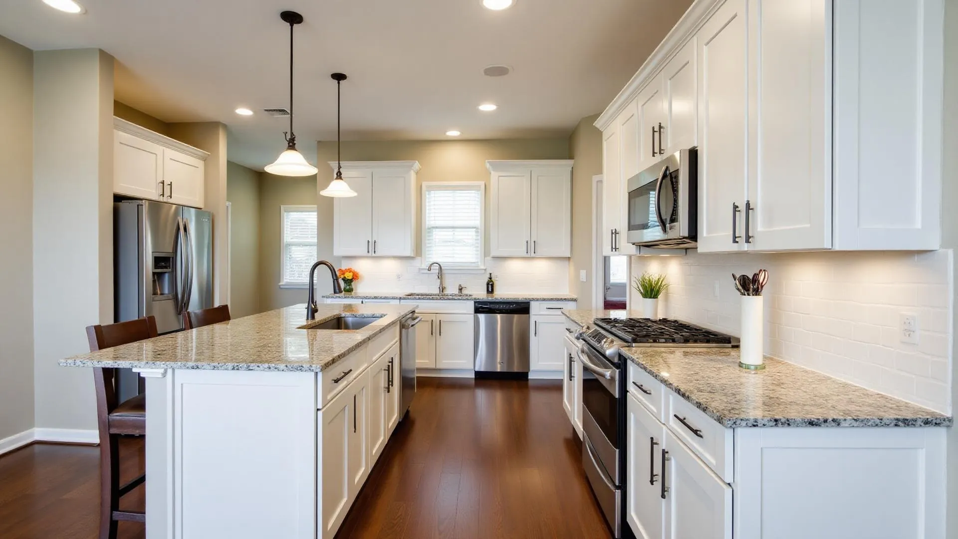 Modern kitchen remodeling project in Dallas showing custom cabinets and granite countertops