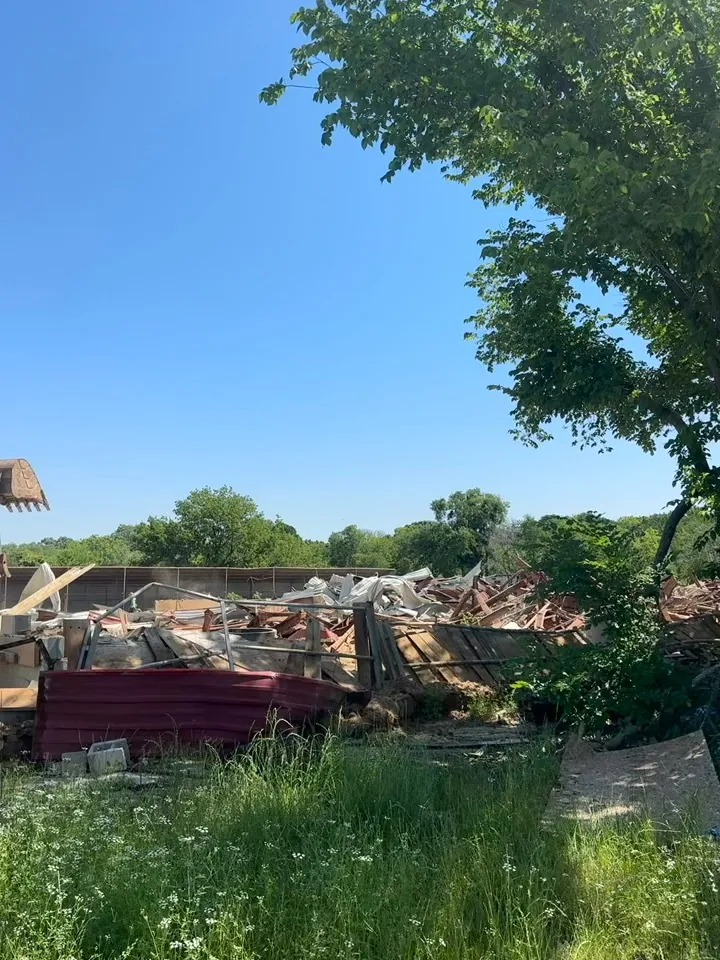 Building Demolition Farmers Branch: Building demolition debris piled up and ready for haul-off Building demolition debris piled up and ready for haul-off