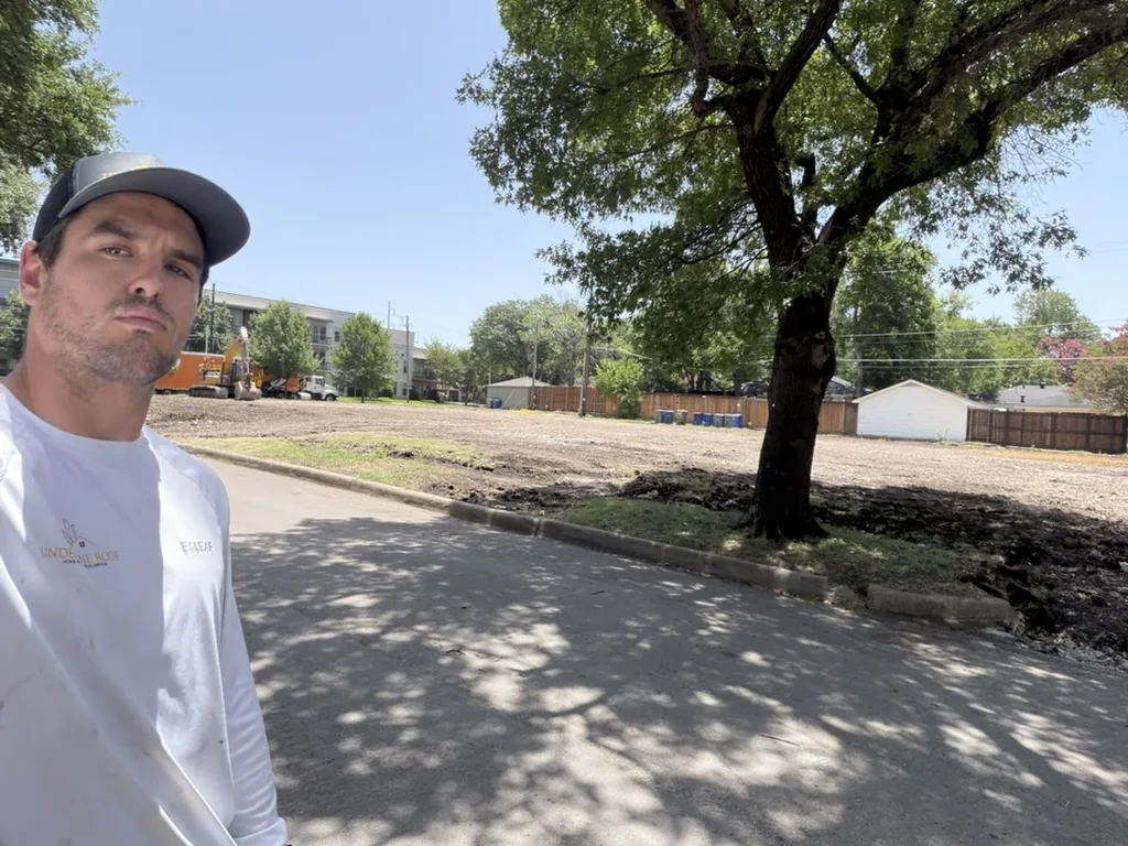 Max Wensinger, owner of Under One Roof, at a cleared lot after a demolition job in Dallas