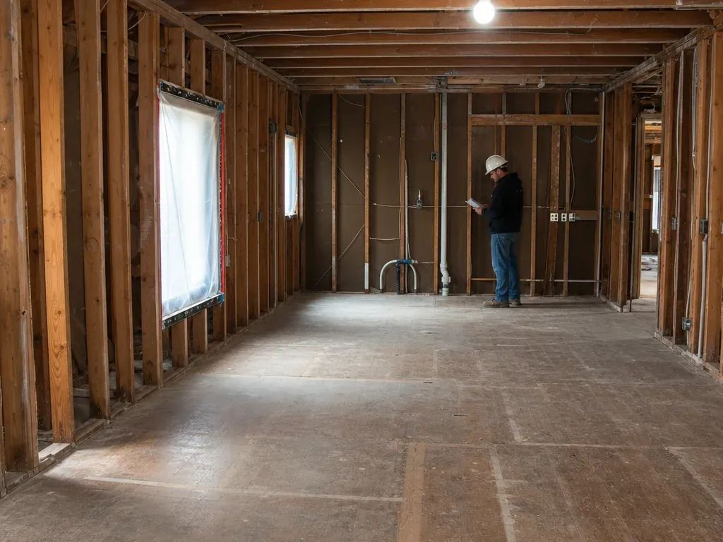 Interior Demolition Farmers Branch: Room stripped down to the framing Room stripped down to the framing after an interior demolition, ready for the next crew