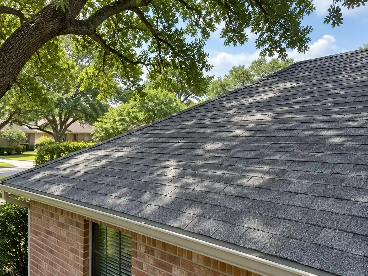 Streak-free shingles on a shaded roof slope in Farmers Branch, TX