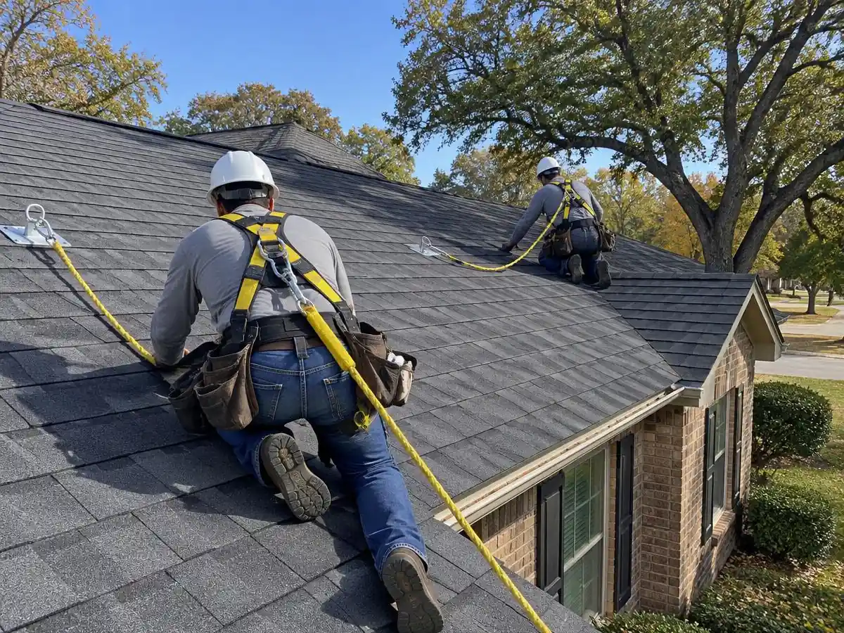 New architectural shingles going on after hail damage in Farmers Branch, TX
