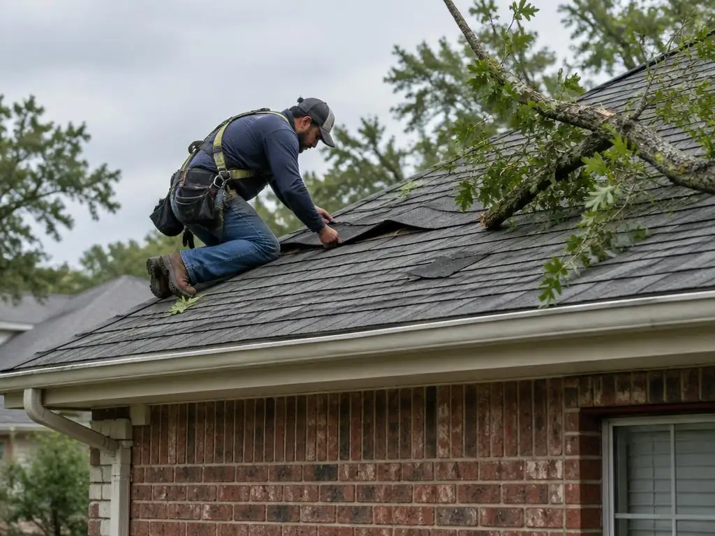 Storm and Wind Damage Roof Repair Carrollton: Lifted Shingles Storm and wind damage roof repair for lifted shingles on a Carrollton home